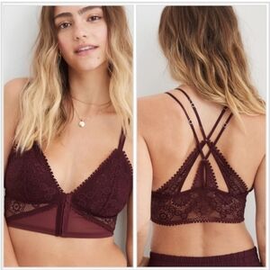 Aeri Royal Beery Joy Lace Padded Longline Corset Bralette Size Medium NWT